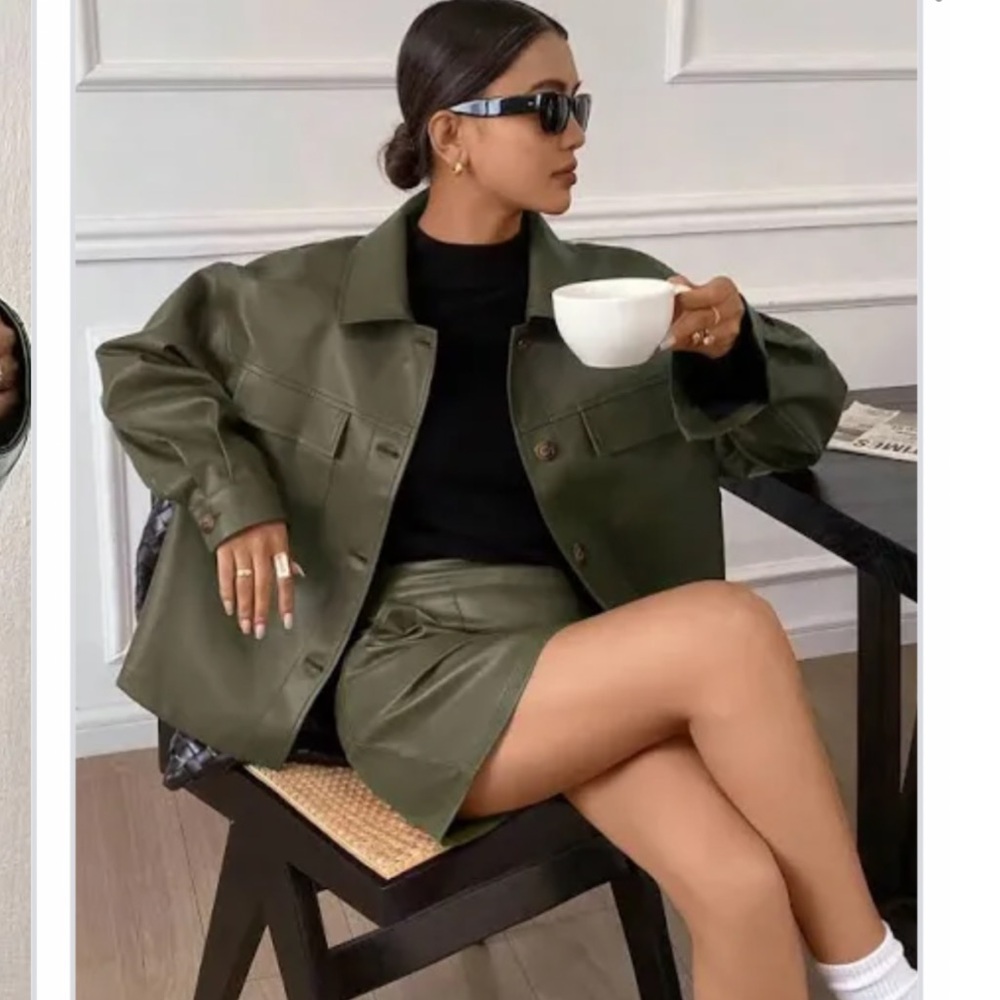 Leather Jacket + Skirt Set